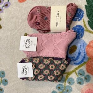 7DAYS & Mo:Vint Sock Bundle Pink and Purple Patterned Socks